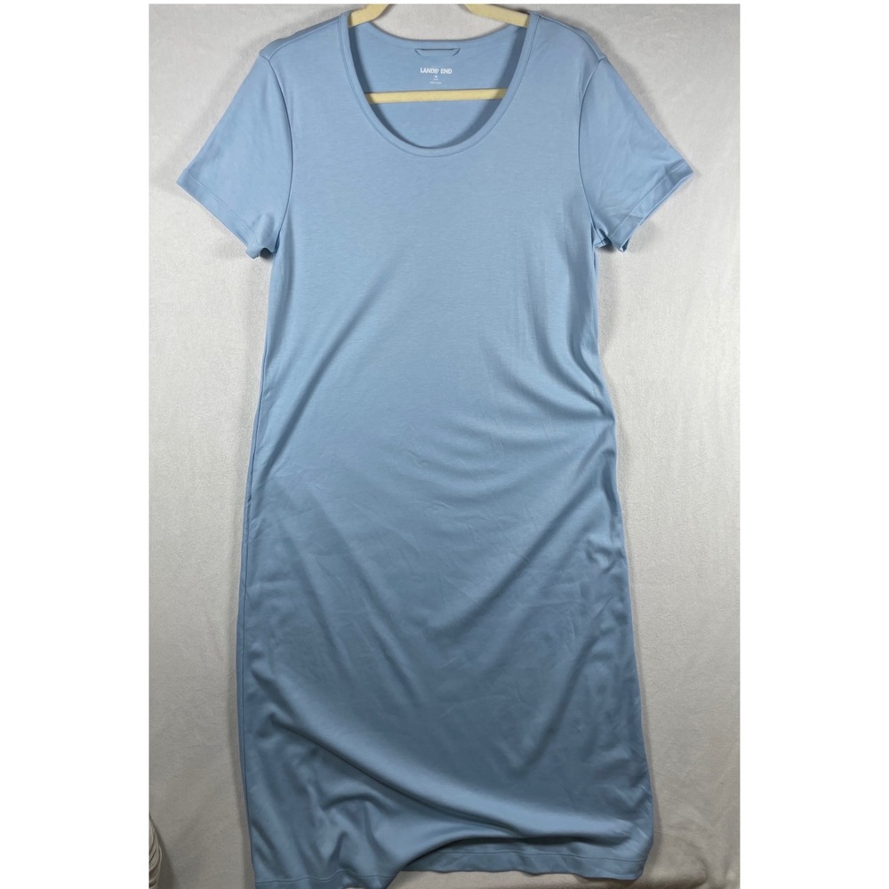 land's end blue scoop neck short sleeve t shirt dress M coastal beach vacation